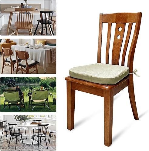 Miniatura 3 de Juego de 4 cojines para silla de comedor con lazos para sillas de comedor, de espuma viscoelástica, gruesas, 17 x 16.5 x 2 pulgadas, con funda