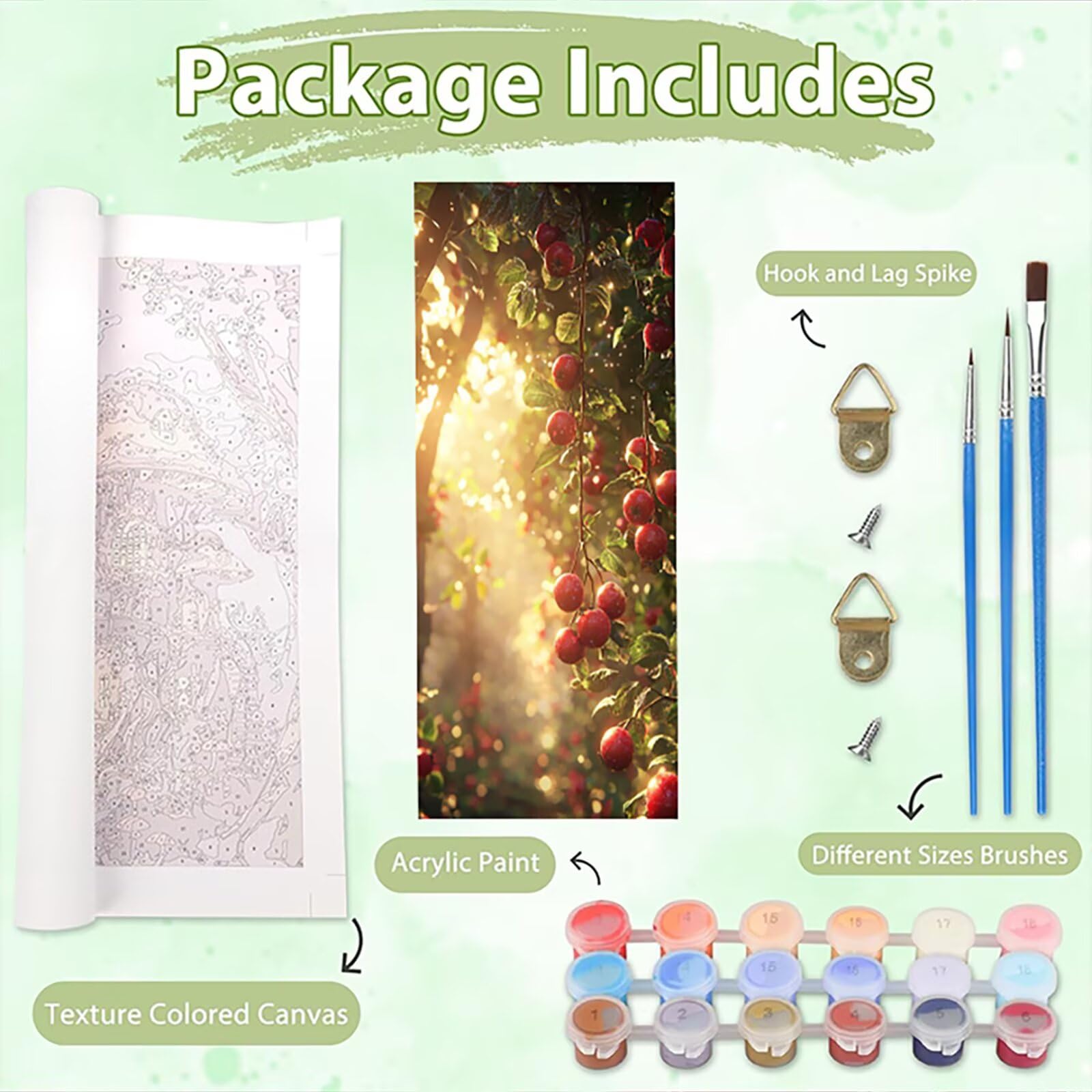 Malen Nach Zahlen 50x150cm Leinwand Früchte Malen Nach Zahlen Erwachsene mit Ohne Rahmen, DIY Kreativ Set für Erwachsene mit Pinseln und Acrylfarbe, Zimmer Deko Pflanzen Landschaft Geschenk, P0M-827
