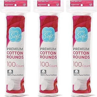 Medline Simply Soft Cotton Rounds (300 Count), 100% Cotton Absorbent and Textured Cotton Pads, Lint-Free