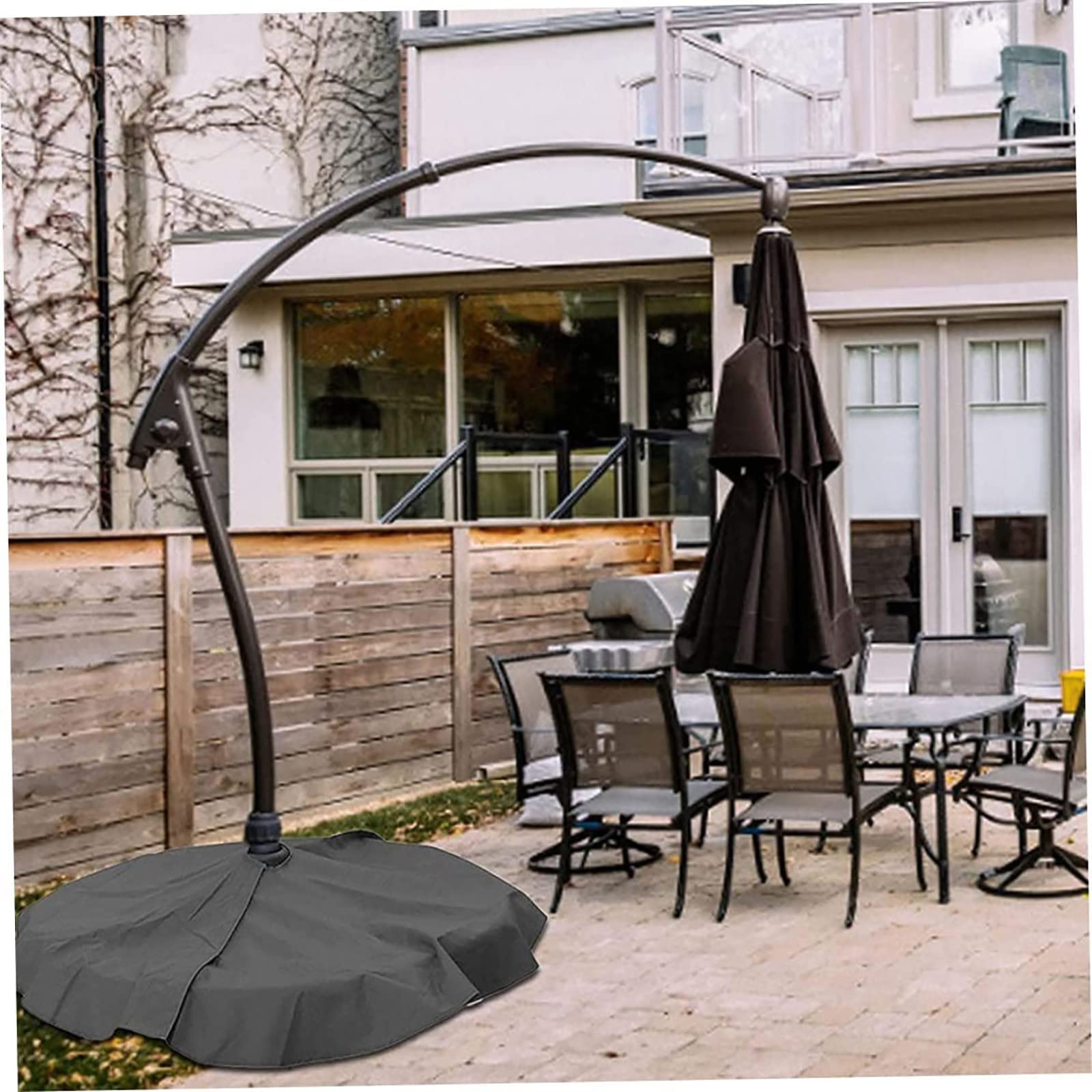 Housse De Protection Robuste Pour Pied De Parasol 107x107x13 Cm - Tissu Oxford 600D Imperméable Noir