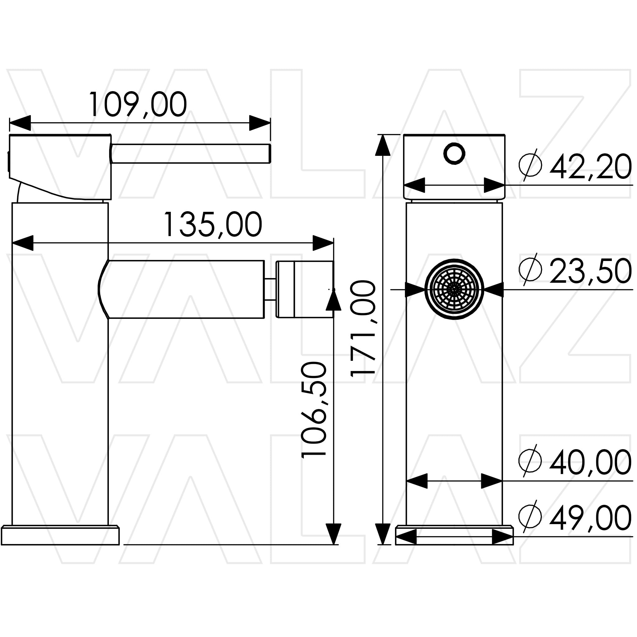 VALAZ Rubinetto Bidet Cromato | Apertura a Freddo, Miscelatore Lavabo Bagno Acqua Fredda e Calda, Risparmio Acqua | Installazione Facile e Veloce | Ottone, Inossidabile, Elegante, Serie Nansa