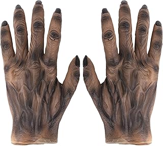 Werewolf Gloves Halloween Costume Wolf Gloves Party Cosplay Horror Gloves Dress up Role Play Devil Witch Finger Gloves Wolf Claws Paw Cat Gloves Halloween Props Mittens, Green, Large