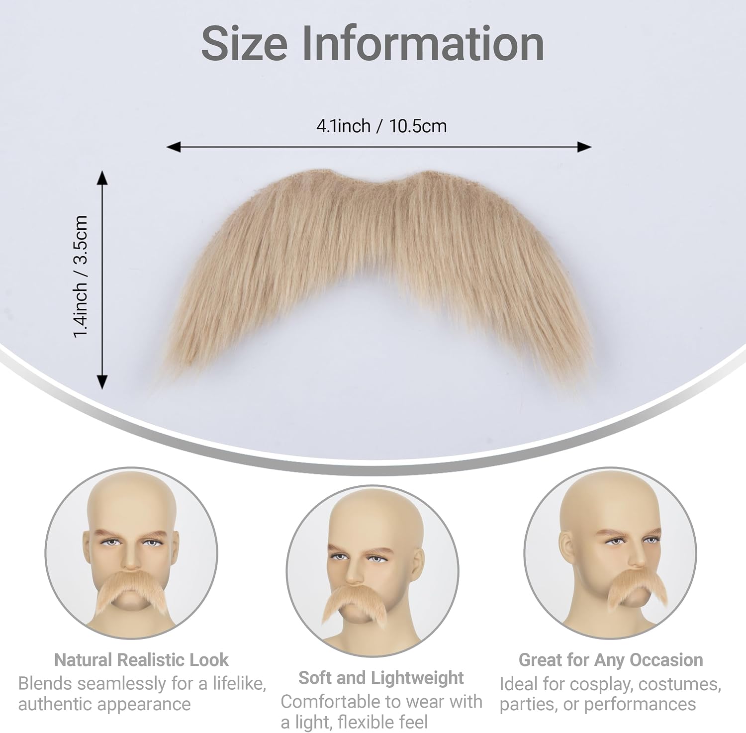 2Pcs Men Fake Mustache Realistic Mustaches Fake Facial Hair Beard for Cosplay Costume Halloween Parties image 2