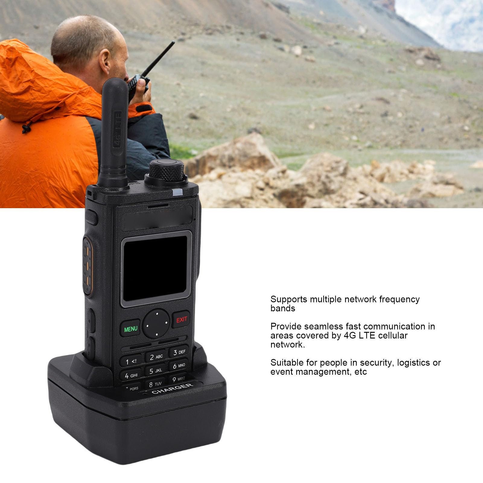 Annadue Walkie Talkie Professionali per Adulti, Radio Bidirezionali Ricaricabili a Lungo Raggio, Supporto Scheda SIM 4G, con Caricabatterie per Escursioni, Viaggi e attività All'a