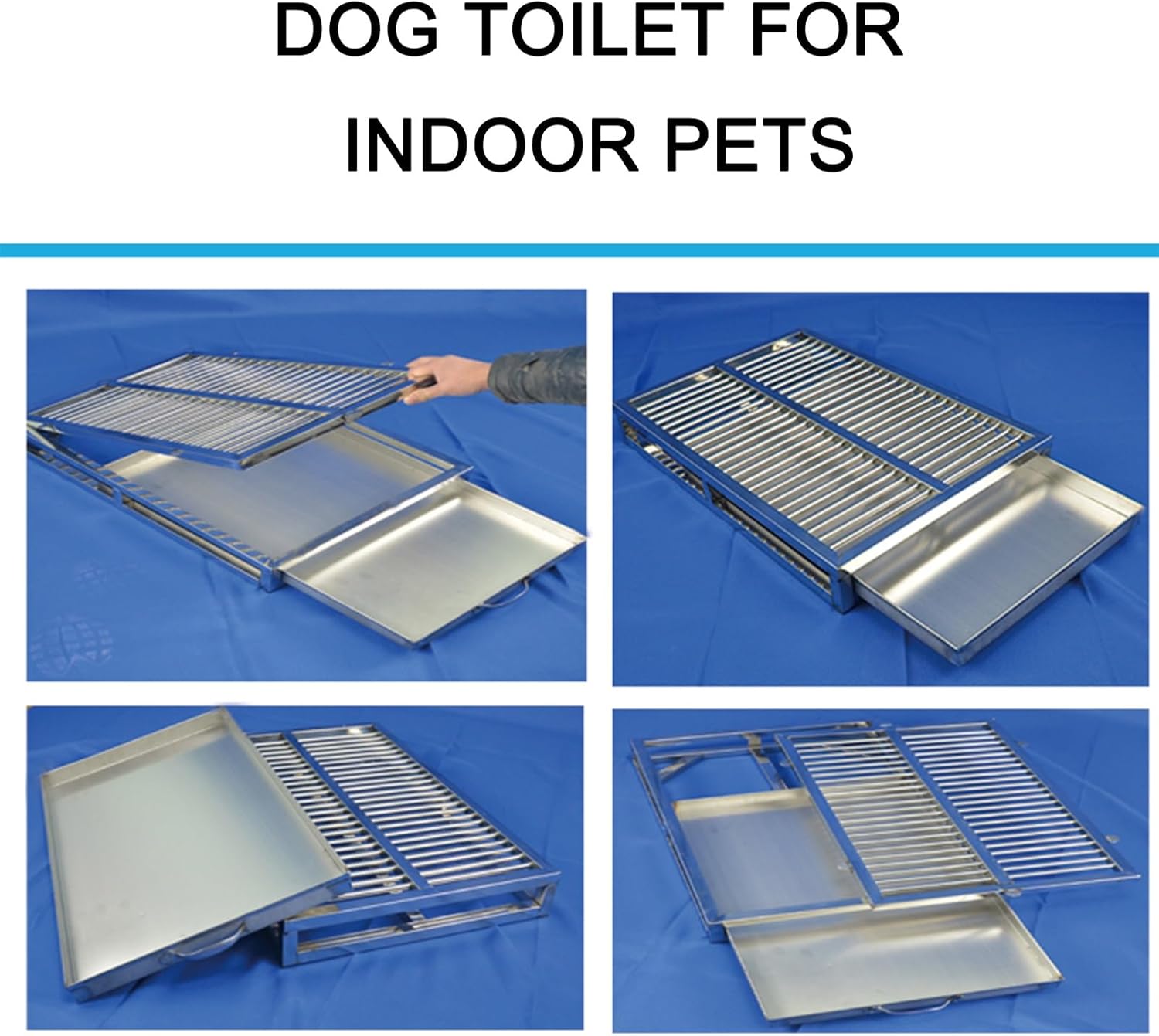 Dog Potty Toilet Training Tray with Drawer Tray,Stainless Steel Pet Toilet, Dog Toilet for Indoor Or Porch, Floor 70 * 50 * 7.5cm