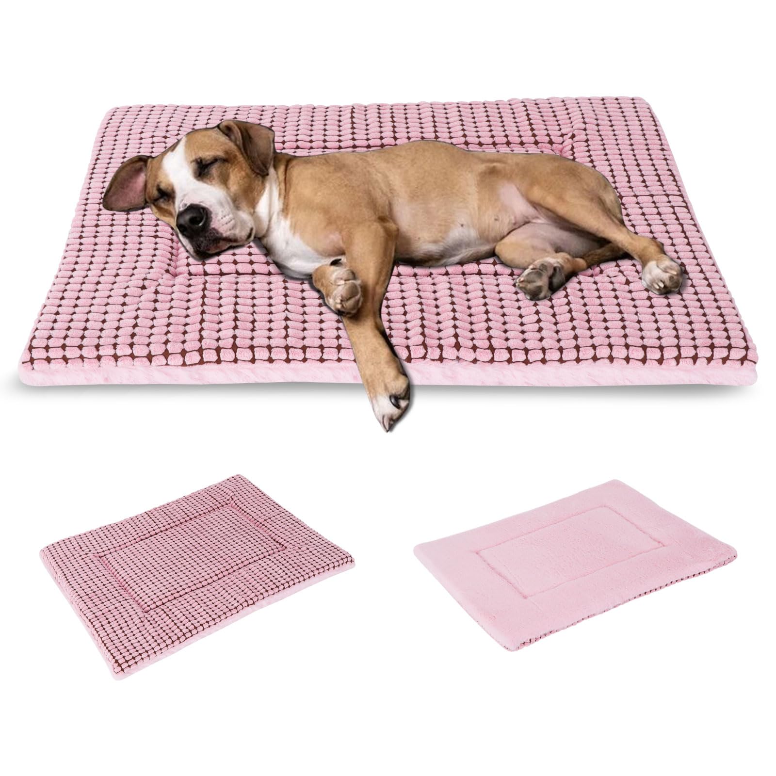 BVAGSS Dog Bed Mat,Reversible Crate Pad, Memory Foam Beds, Soft Warm Pet Cushion for Small Medium Dogs, Washable Pet Sleeping Mattress Kennel Pad XH079 (106x71x4cm,Pink) — image 1