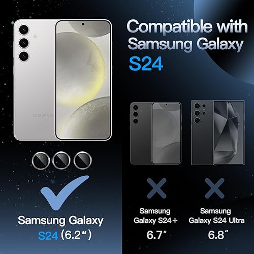 Miniatura 9 de JETech Protector de lente de cámara para Samsung Galaxy S24, cubierta de anillo individual de metal de vidrio templado 9H, bandeja de fácil