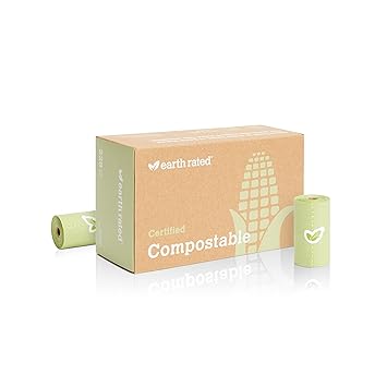 Earth Rated Certified Compostable Dog Poo Bags - Plant-Based Poop Bags For Dogs | 225 Unscented Doggie Waste Bags - Vegetable-Based | Extra Thick With 100% Leak-Proof Guarantee