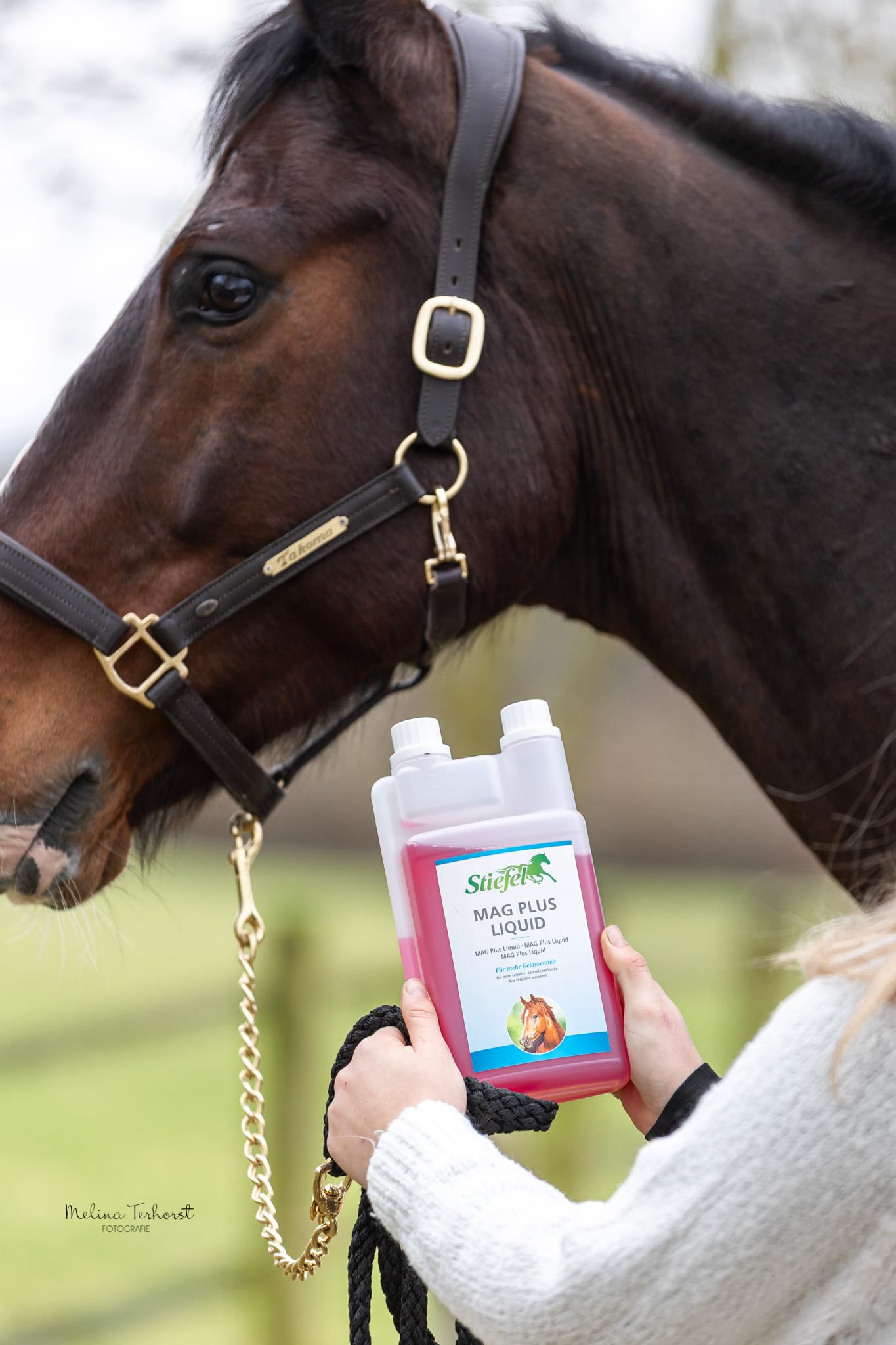 Stiefel MAG Plus para caballos de magnesio de alta dosis para reducir las reacciones de estrés, para mayor rendimiento y concentración, con vitamina B12 y vitamina E, 1 l