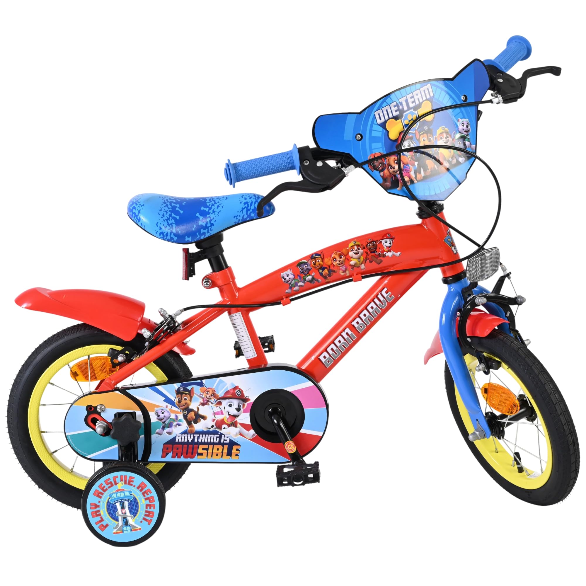 Volare Paw Patrol Kids Bike | Age 3-5 | 12 Inch Wheel | 2 Handbrakes (Front & Back Wheel), Removable Stabilisers, Chain Guard & Pedal Reflectors | Adjustable Saddle | Gift for Girls & Boys โ image 1