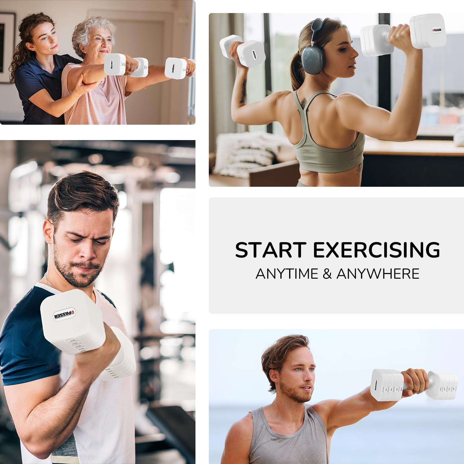 Passer 20 KG Verstellbare Hanteln Set, 5-in-1 Kurzhanteln 2er Set (2/4/6/8/10 kg pro Hantel), Gewichte Hanteln Frauen Männer Adjustable Dumbbell Set für Fitness, Home Gym, Krafttraining