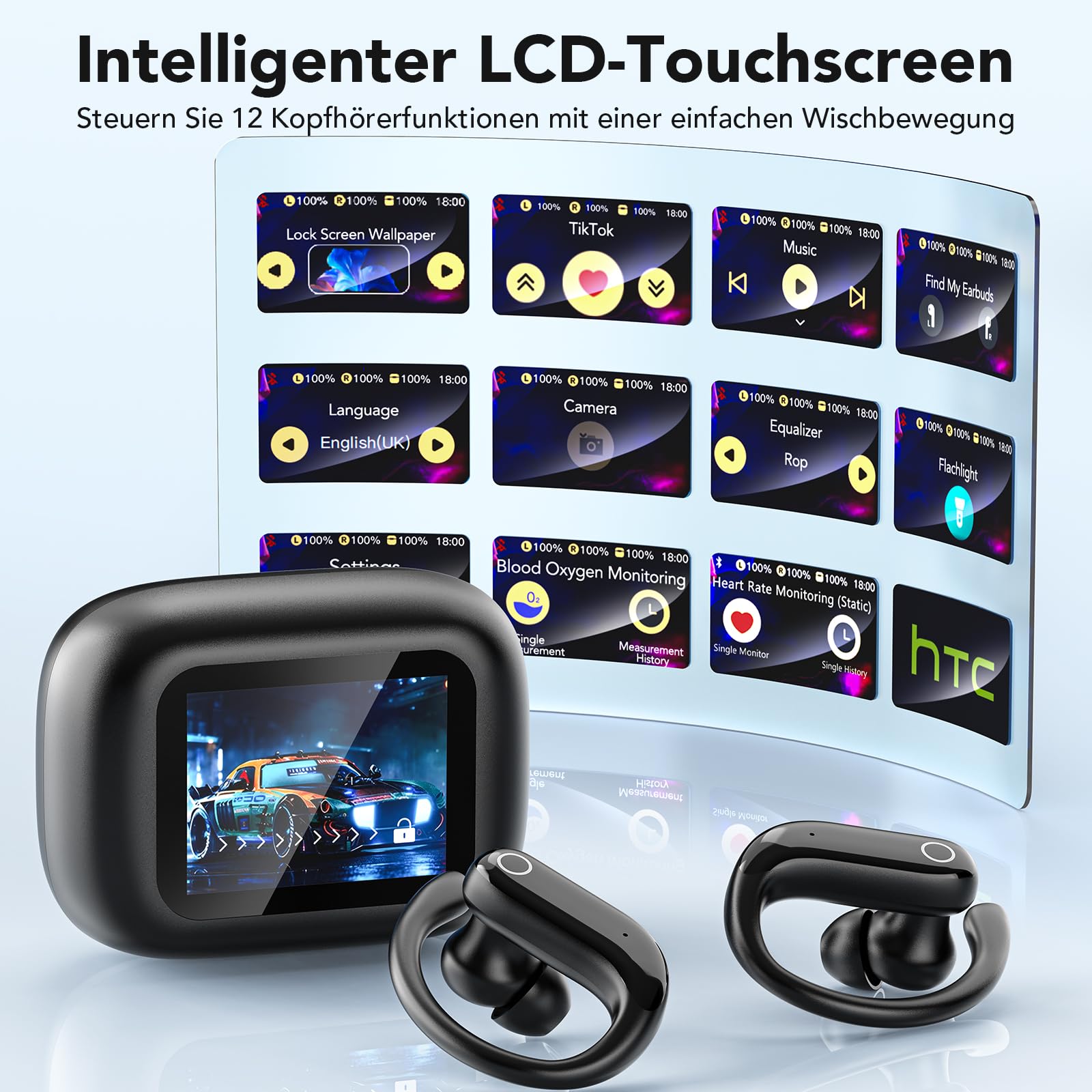 NE61 Übersetzer Kopfhörer mit Herzfrequenz und Blutsauerstoffmonitor, 3-in-1 übersetzungskopfhörer in echtzeit für 134 Sprachen mit App, Bluetooth 6.0, AI Kopfhörer Übersetzer mit 8 Modi für Business | Echtzeit-Übersetzung, Kabellos