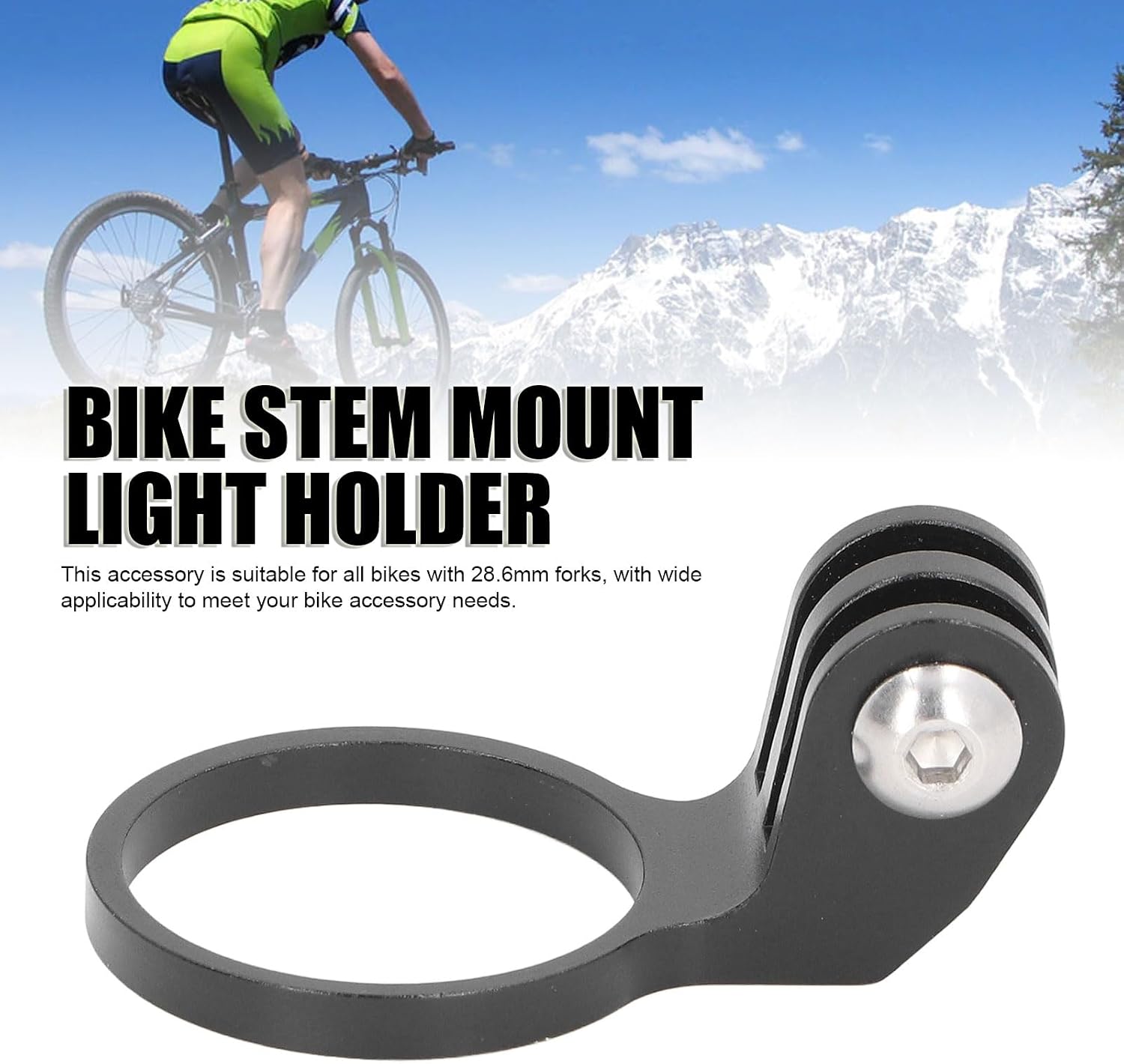 Bike Stem Mount Light Holder Aluminum Polished Angle Adjustable Stem Action Camera Mount for Outdoor Cycling, NIZUUONEstce94xf2q image 2