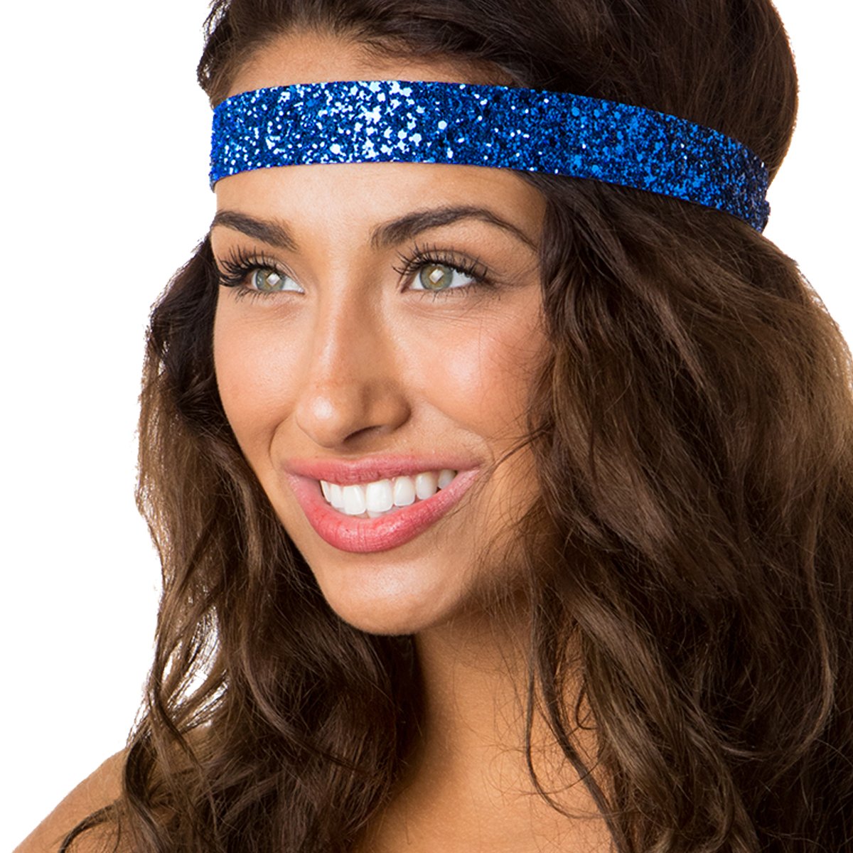 Hipsy Adjustable No Slip Wide Bling Glitter Headband 3-packs for Women Girls & Teens (Peacock/Silver/Royal Blue)