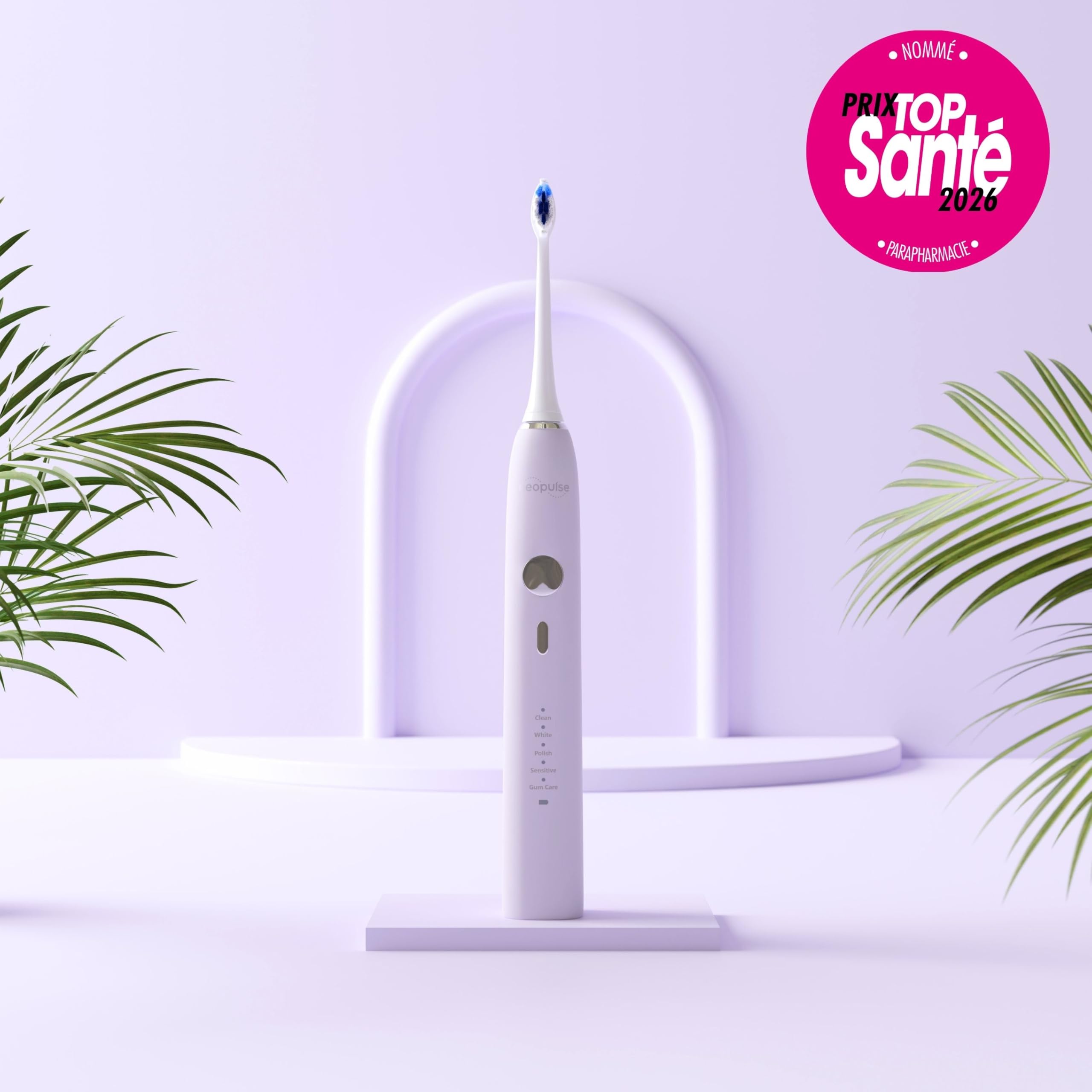 NEOPULSE NEOSONIC® Schallzahnbürste – 5 Reinigungsmodi & 15 Intensitätsstufen – Akkulaufzeit 3 Monate – 2-Min Timer – USB-C Aufladung – 2 Bürstenköpfe – Violett