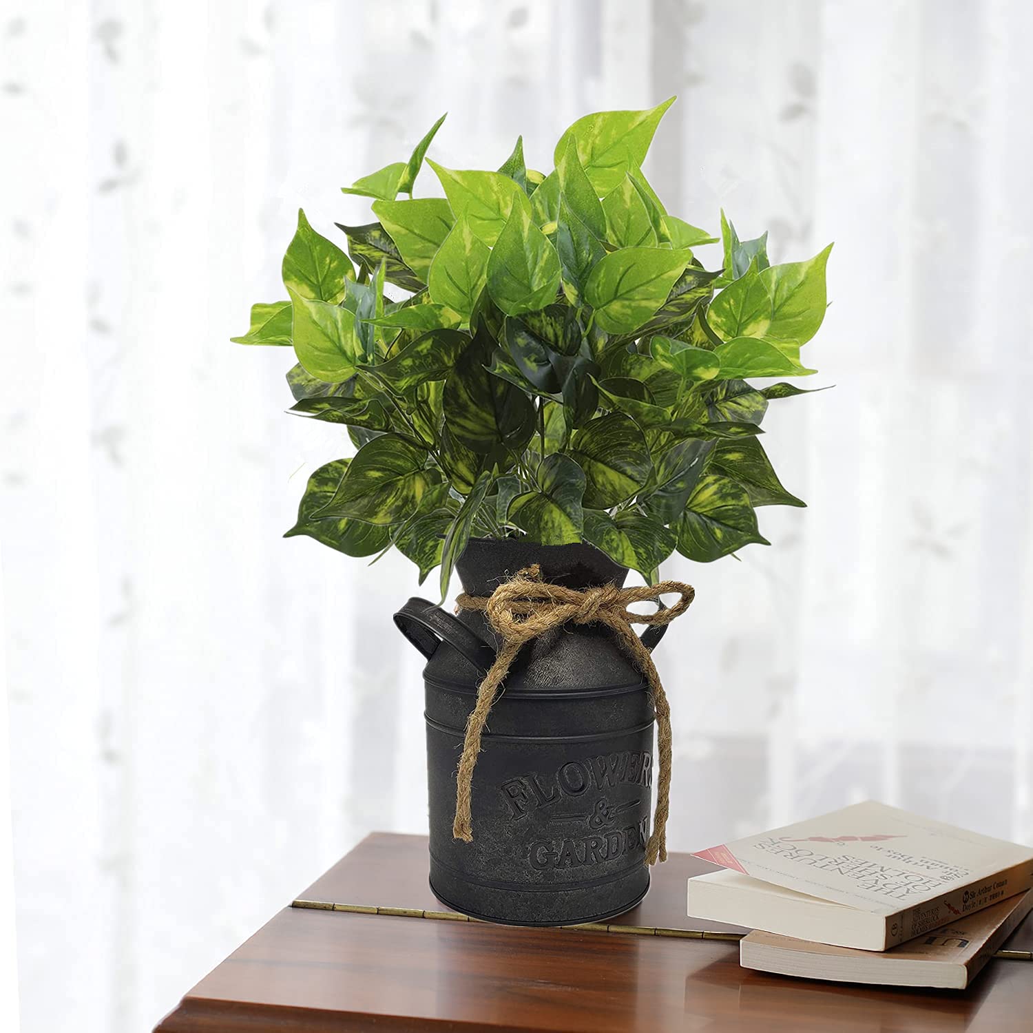CATTREE Künstliche Sträucher, Kunststoffpflanzen, Scindapsus-Gras, künstliche grüne Sträucher, grüne Blätter, Hochzeit, Innen- und Außenbereich, Zuhause, Garten, Veranda, Büro, Dekoration, 8 Stück