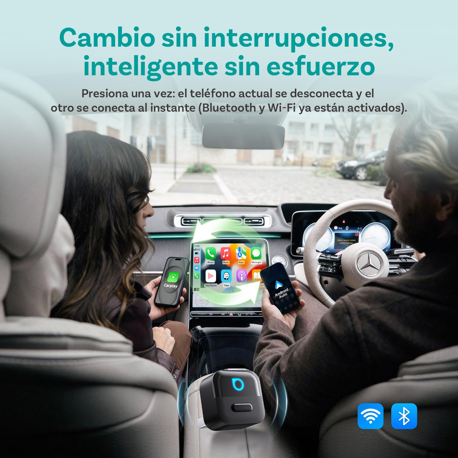 (2026 Nuevo) OTTOCAST 2 en 1 Adaptador Inalámbrico CarPlay y Android Auto, Ottocast Mini Pico con Desconexión con un Solo Toque, BT 5.4, Plug & Play para Coches con CarPlay/Android Auto de Fábrica