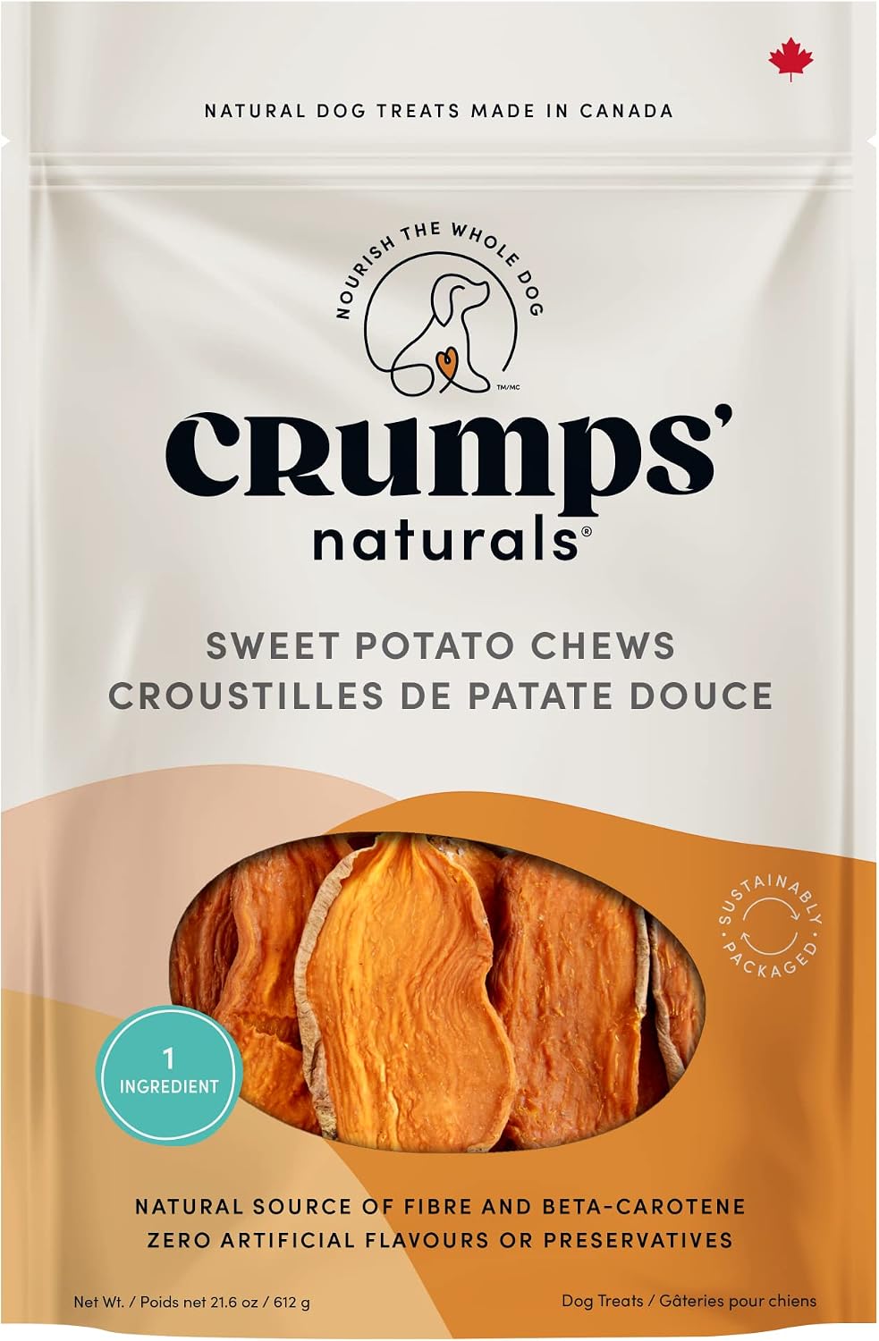 Crumps Naturals Sweet Potato Chews 612g/21.6oz(Product Packaging May Vary)
