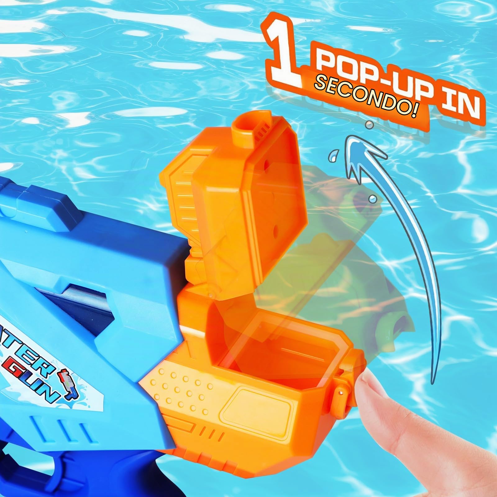 Quanquer Pistola ad acqua super 1200 ml per adulti e bambini – Confezione da 2 pistole ad acqua super con portata di 10 m – Idea regalo per battaglie estive in giardino piscina