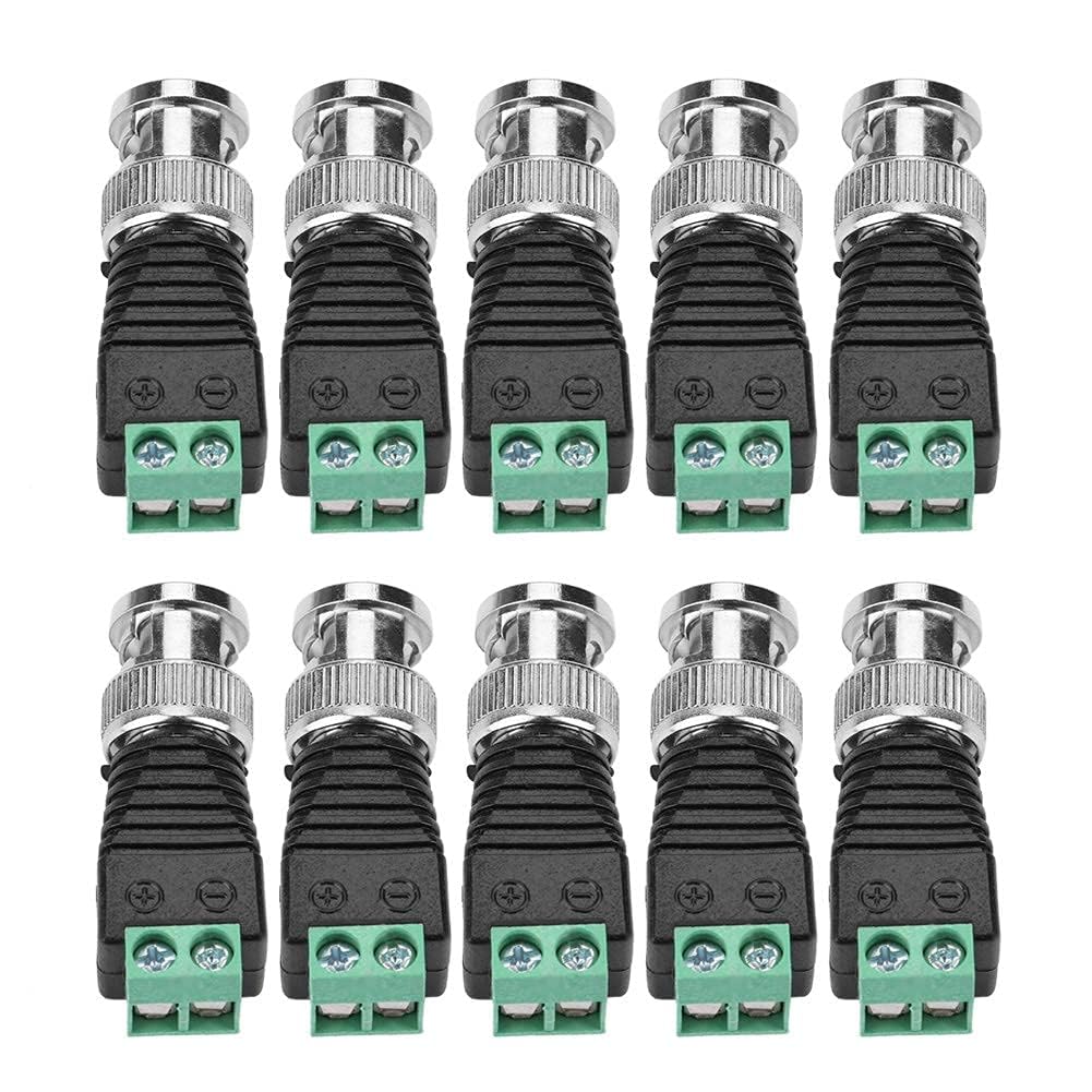 WiredCom® 10 Pcs. BNC Male Connector BNC to 2 Screw Terminal Solderless Adapter for Transmit CAT5 Coaxial Cable to CCTV Surveillance Camera BNC Male Balun Connector, Black (B0D4238483) Amazon Price History, Amazon Price Tracker