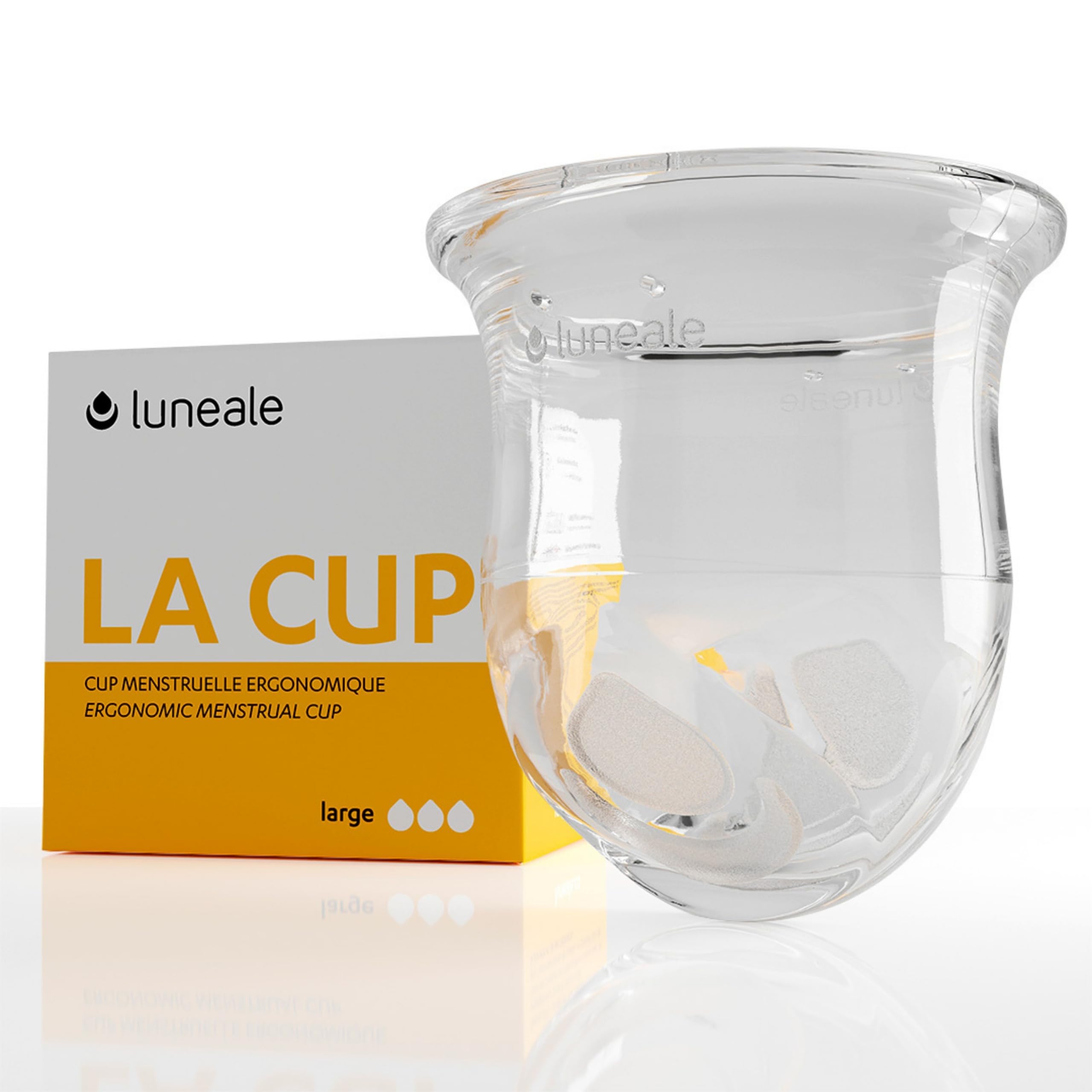La Cup Luneale - Reusable Stemless Menstrual Cup - Patented Ergonomic Design Created with Midwives - 100% Platinum Medical-Grade Silicone - Ultra-Comfortable - Size L (Heavy to Very Heavy Flow)