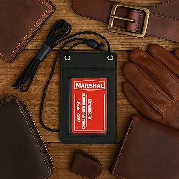 Amazon.com: MARSHAL New Leather Neck Strap ID Badge Credit