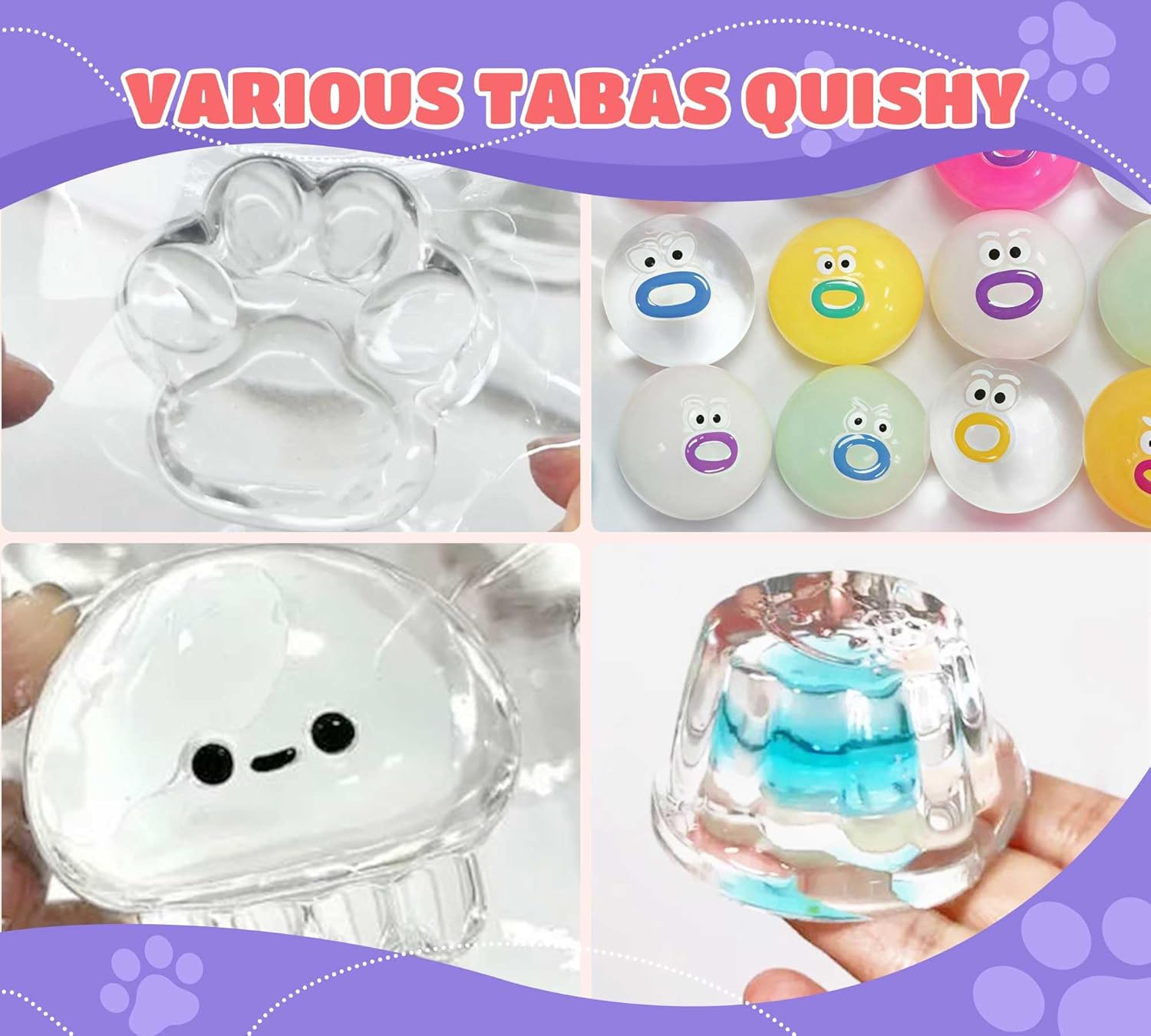 18OZ/500G Silicone Rubber for Making Taba Squishy, Super Soft & Fast Cure Liquid Silicones, Perfect DIY Stress Relief Entertainment, Custom Mold: Cat Paw + Fish + Bear(Transparent)