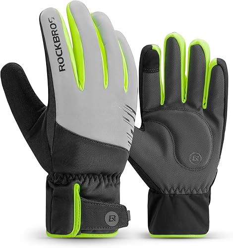ROCKBROS Guantes de invierno para clima frío, guantes de ciclismo para hombres y mujeres, resistentes al agua, pantalla táctil, resistentes al