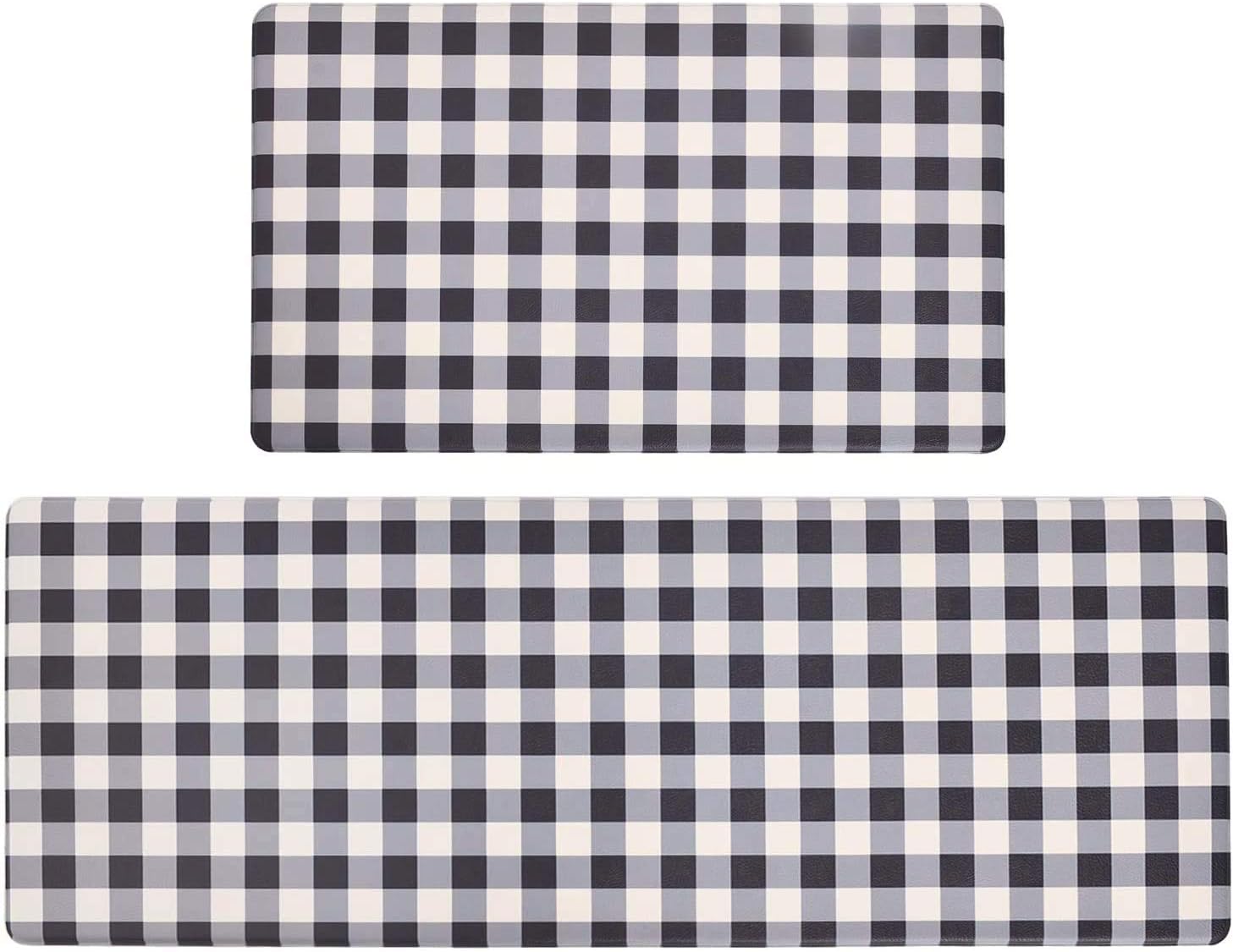 HAVARGO Kitchen Rugs and Mats Non-Slip 2 Pieces Kitchen Mats for Floor Waterproof Anti Fatigue Comfort Cushioned Kitchen Floor Mat(18" x 29.5"+18" x 47") (Buffalo Plaid)