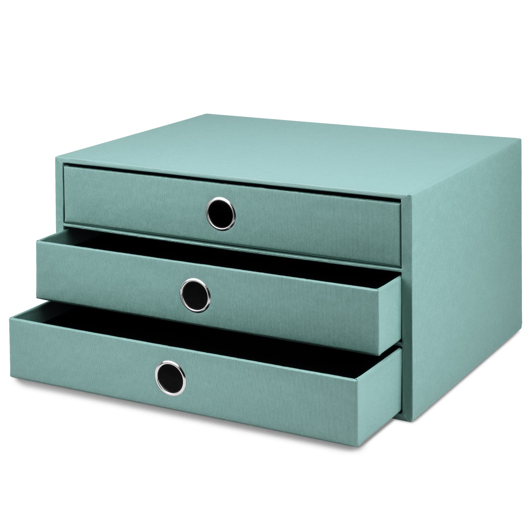 Rössler SOHO 3er Schubladenbox A4 aus Papier | Büro Organizer Schreibtisch| Schubladen Organizer Büro Zubehör & Bürobedarf | Schreibtisch Organizer Box | 34 x 25 x 19 cm | 1 Stück | Farbe: Grün | Opal