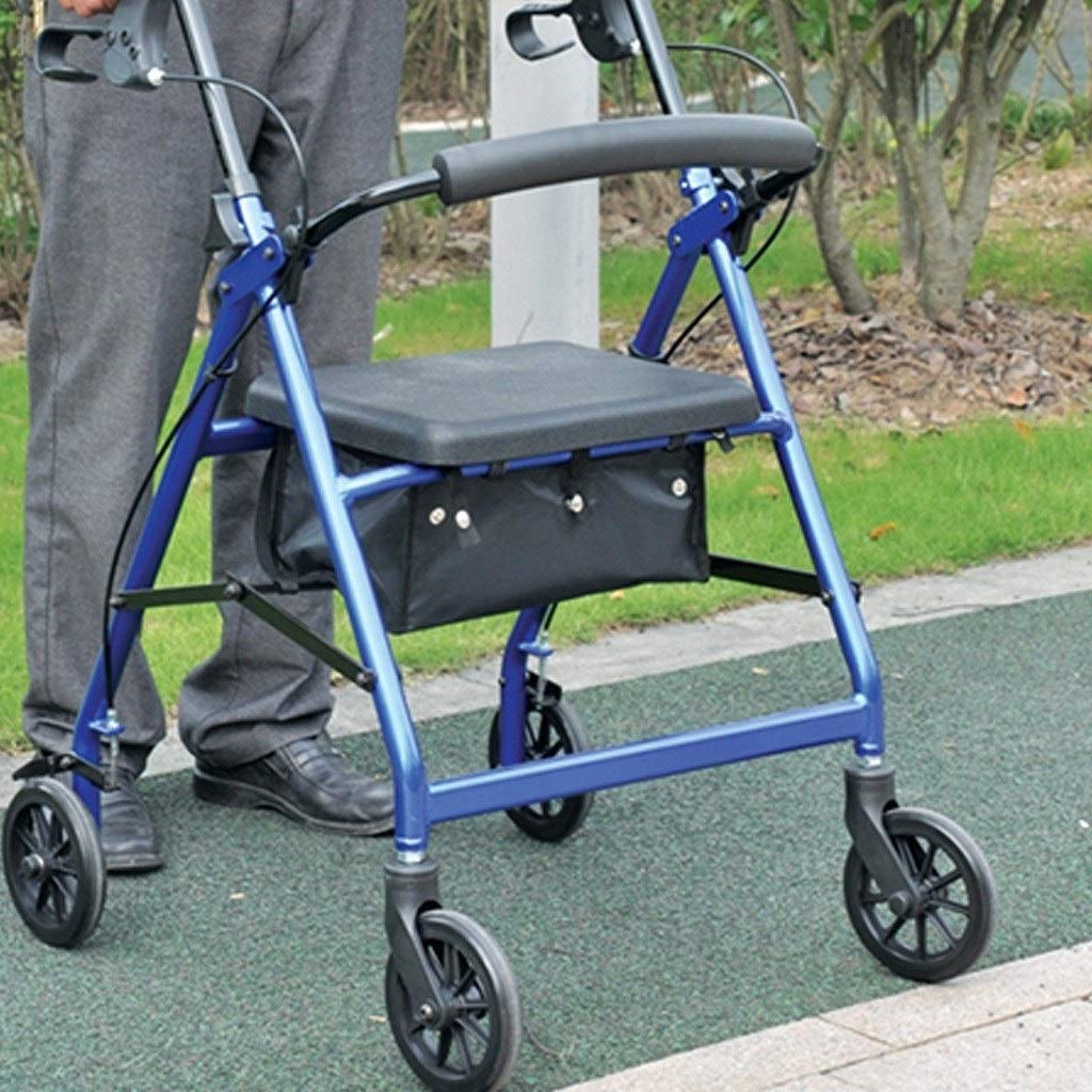 Rollatory Chodzik Ramki spacerowe Wygodny składany chodzik dla osób starszych Wózek na zakupy Stop aluminium Wielofunkcyjny chodzik czterokołowy Wózek chodzika Standardowe chodziki Comfortable