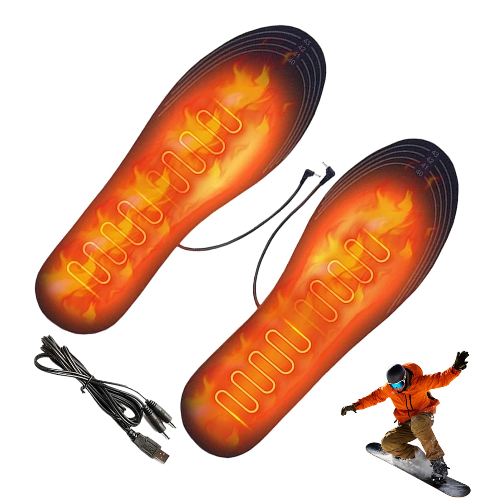 Heated Shoe Insoles - USB-Powered Thermal Reusable | Thermal Insoles Insert Feet Warmers,for Outdoor Hunting Camping Skiing Work Hiking Fishing Commuting Climbing