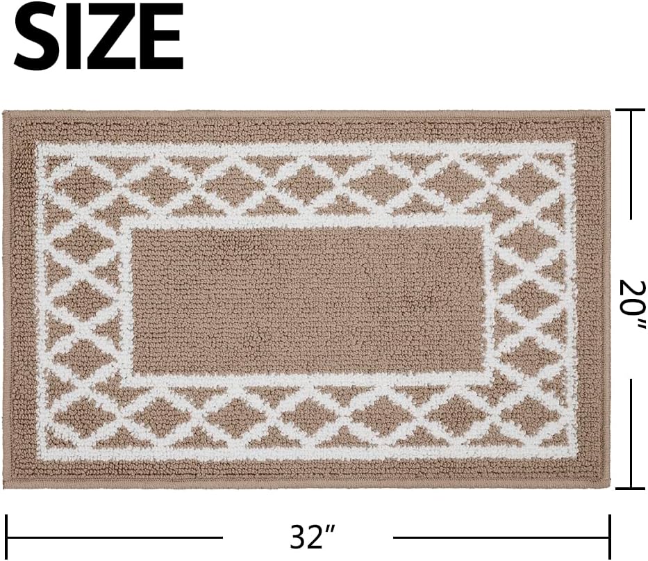 Marina Decoration Decor Luxury Non-Slip Rubber Backing Safety Soft Runner Area Carpet Floor Area Rug Indoor Interior Accent Decorative Mat, Taupe Color Moroccan Trellis Design, 20 x 32 Inch