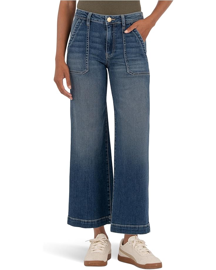 KUT from the Kloth Charlotte High-rise Wide Leg Pork Chop-wide Hem In Reflective - Main View