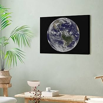 Amazon.co.jp: 宇宙の地球 絵画キャンバス壁アート複製画