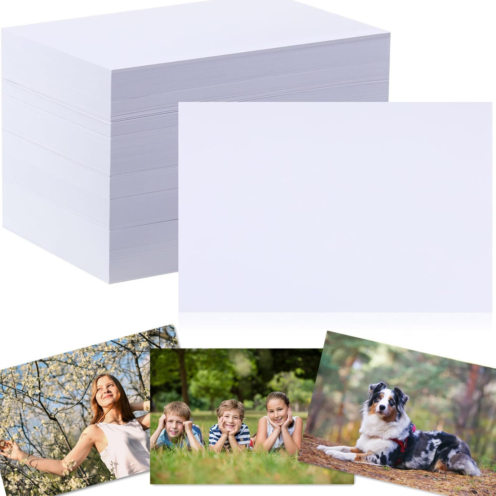 800 fogli di carta fotografica lucida su entrambi i lati, 15,2 x 10,2 cm, 200 g/m², carta fotografica a getto d'inchiostro, formato A6, lucida, per stampare, biglietti, fai da te, colore: bianco