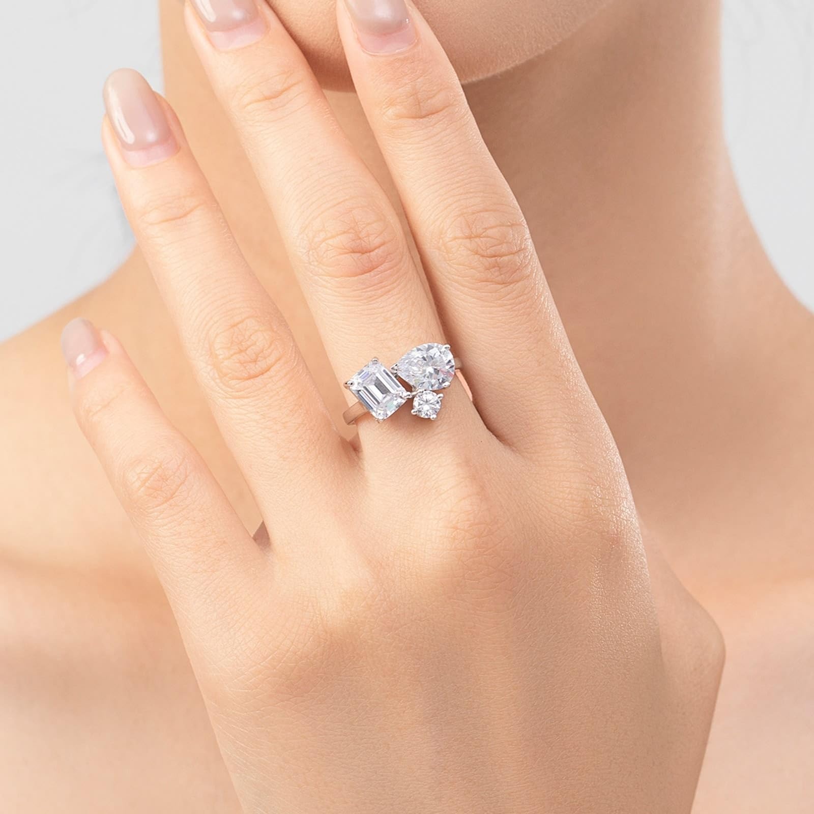 KnSam Anillo de oro real de 9 K/14 K, oro blanco, moissanita, anillos para parejas, Au375/585, oro blanco, clásico, talla 47-62