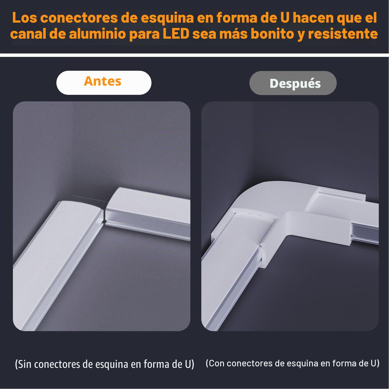 Paquete de 6 perfiles LED de aluminio para tiras de luces LED Philips Hue, etc., canal de aluminio LED en forma de U de 1 m, difusor LED con cubierta blanca lechosa, tapas de extremo y clips de