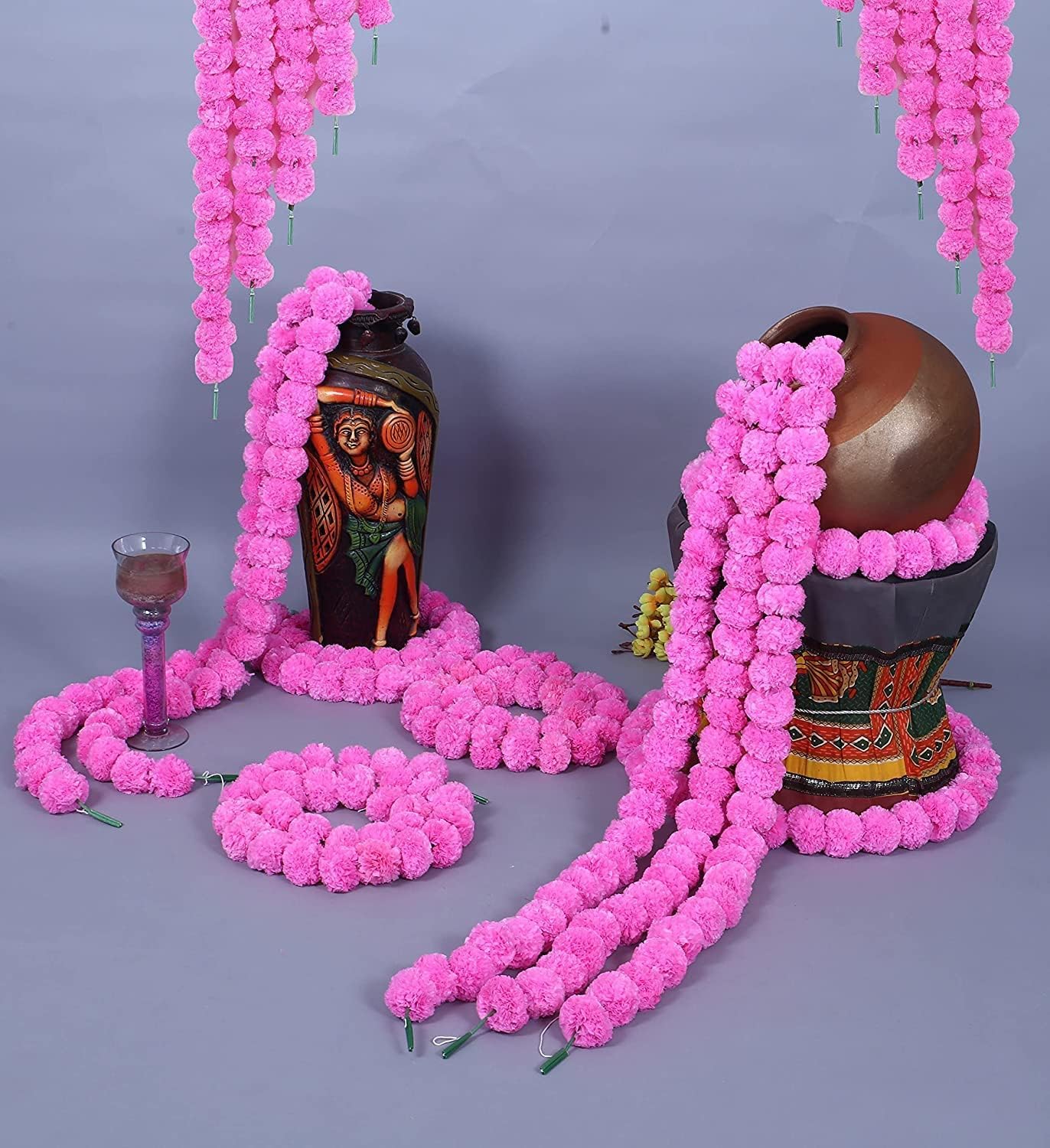 SHIMMER Artificial Marigold Fluffy Flowers Garlands for Festive Wedding Diwali Decorations | Genda Phool Mala String for Navratri Durga Pooja Festival Home Office Events Decor (Pink, Pack of 10) (B0CVTPM4J9) Amazon Price History, Amazon Price Tracker