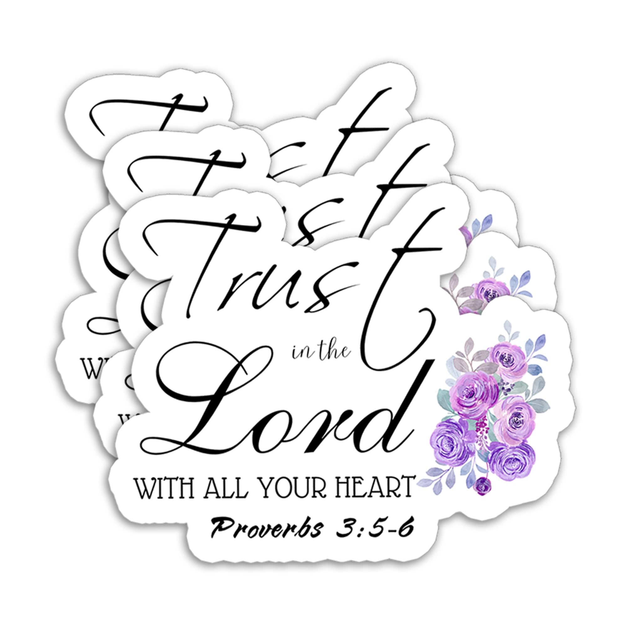(3 Pack) Christian Stickers – Trust in The Lord with All Your Heart – Inspirational Bible Verse Waterproof Vinyl Decals for Tumblers, Laptops, Water