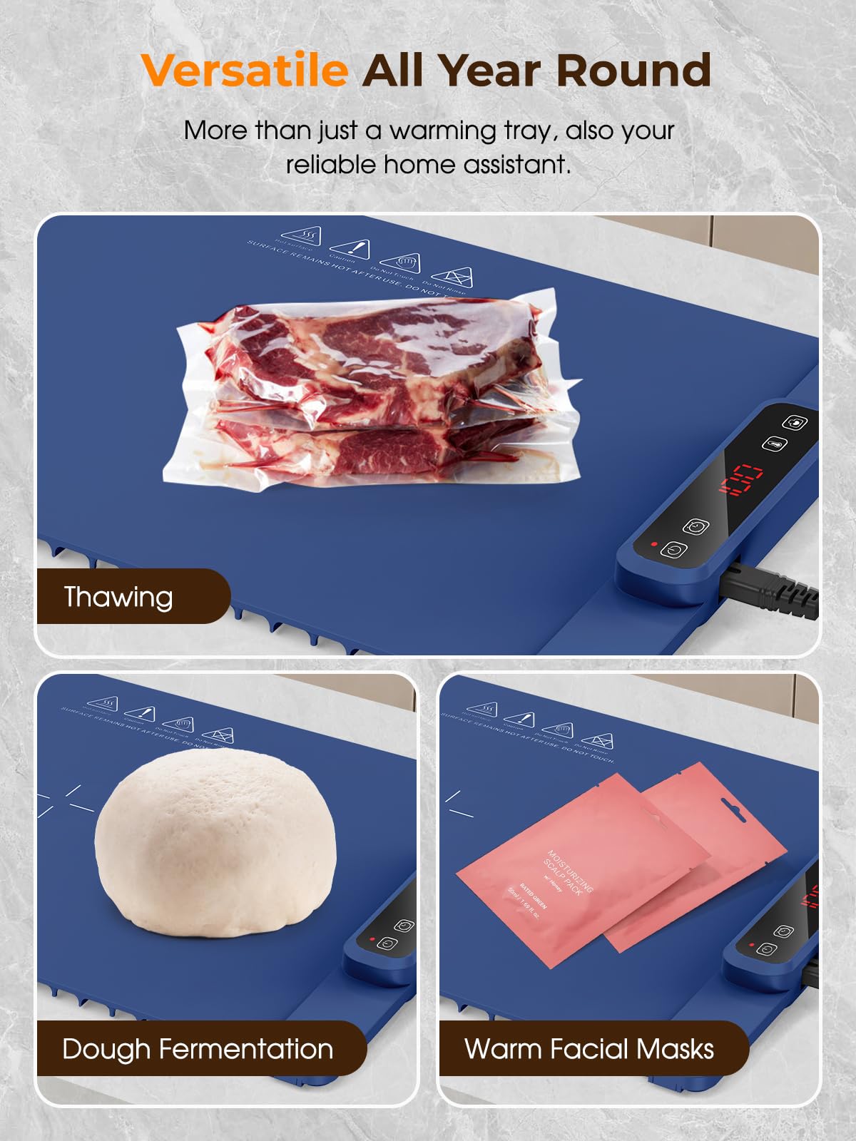 Calentador eléctrico de buffet – Placa caliente plegable con temporizador de 4 horas, 5 ajustes de calor y alfombrilla impermeable para servir alimentos sin esfuerzo, mantener el calor
