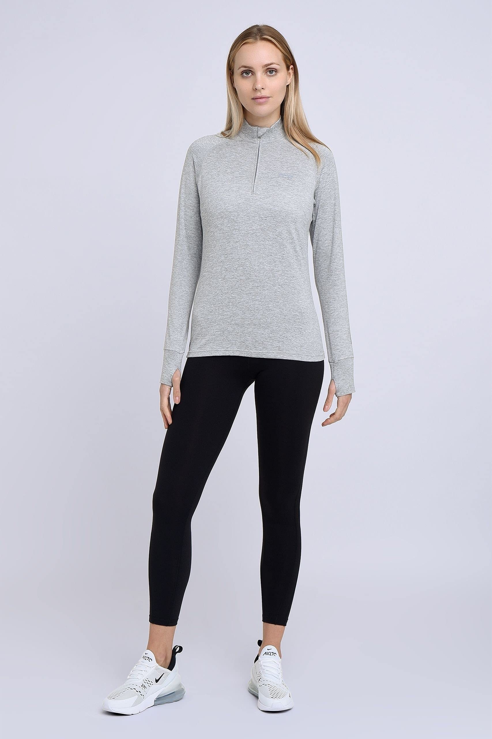 TCA Winter Run T-Shirt de Sport et Running Tee-Shirt Manches Longues avec Fermeture Éclair Mi-Poitrine pour Femme