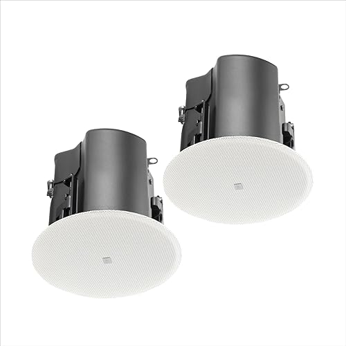 JBL Professional JBL-Control 416C/T 6.5” 2-Way, Coaxial, 50 Watt, in-Ceiling Speaker with Backcan, 8 Ohm or 70V / 100V, Magnetic Grill, White