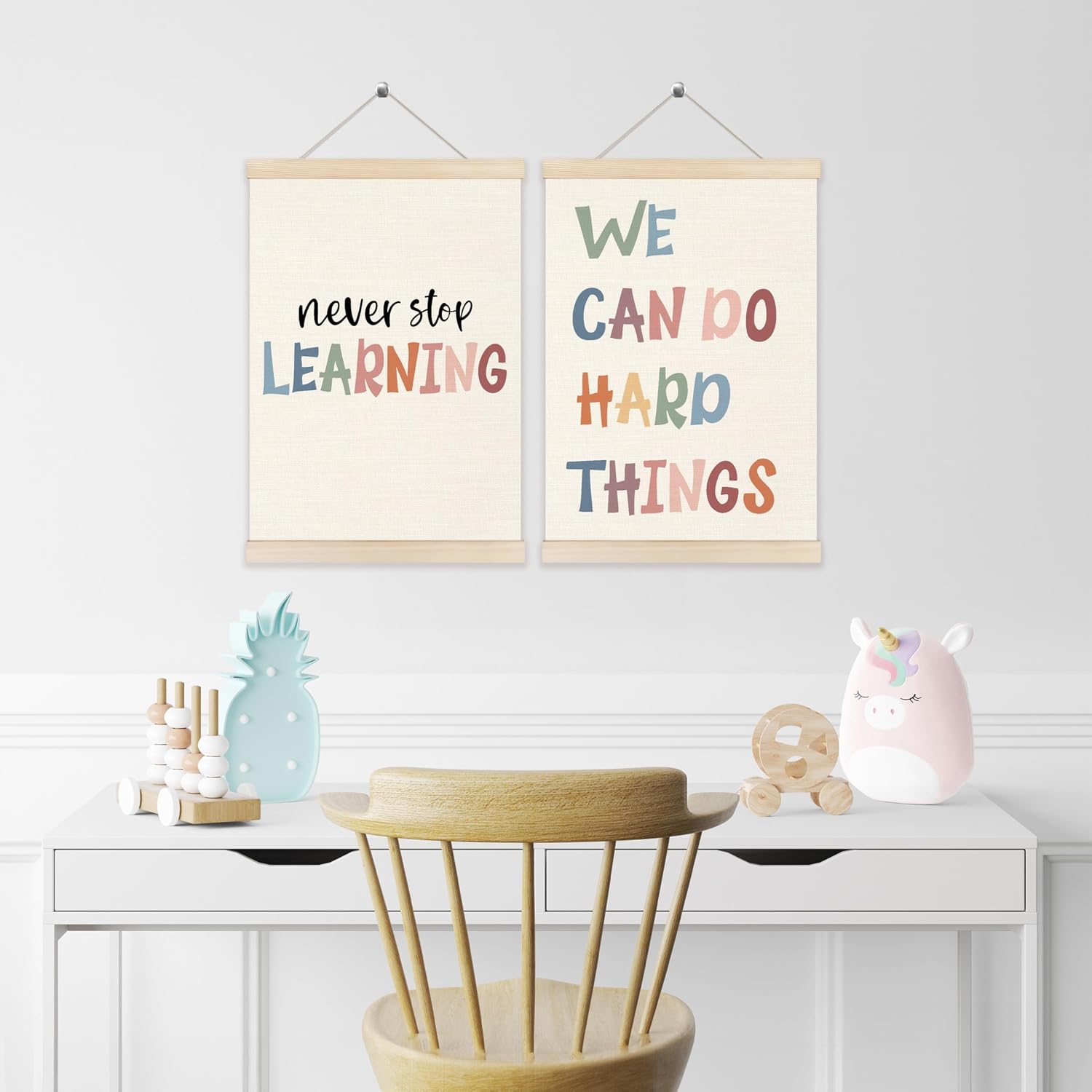 Koesus Boho Inspirational Wall Art Poster Hanger Frame 12x16 Inch Set of 2, Positive Affirmation Canvas Pictures Prints Framed Wall Decor for Classroom Toddler Kids Room Nursery Playroom image 5