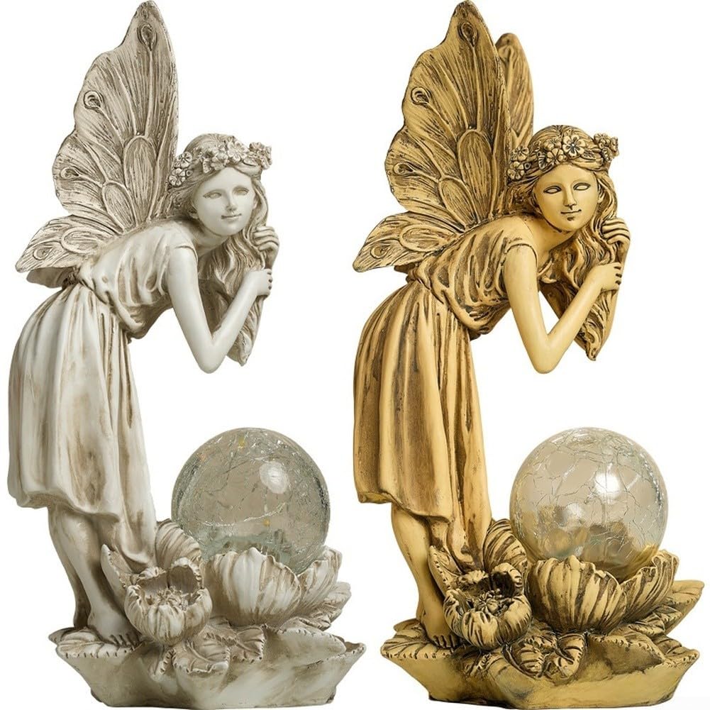 Statua per solare Esterno Fata dei Fiori in Resina per dura Statua(Retro)