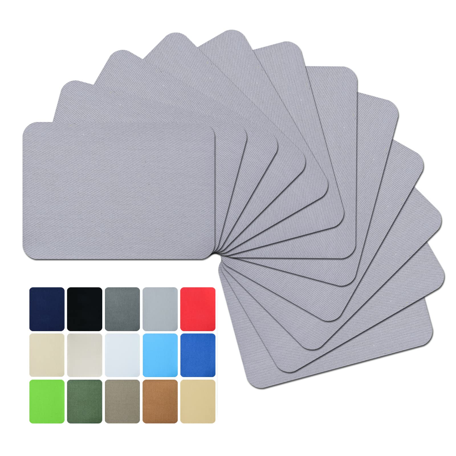 Premium Quality Fabric Repair Patches Iron-on Patches for Clothing Inside &amp; Outside Strongest Glue Cotton 3" by 4-1/4" (7.5 cm x 10.5 cm)… (12PCS-Light Grey)