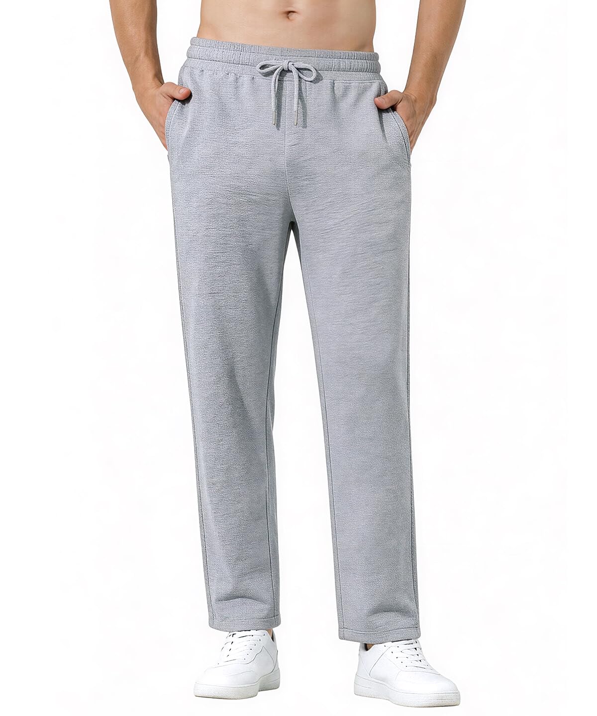 Arjen Kroos Pantalon Chandal Hombre Algodón con Cremallera Bolsillos Pantalones Hombre Pierna Ancha Cintura Elástica Ajustable para Ocio y Trotar