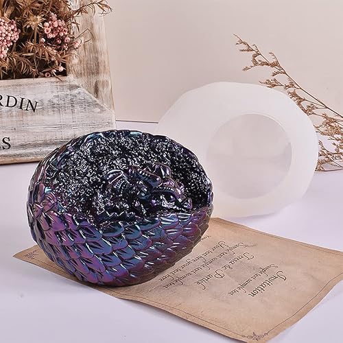 Miniatura 4 de Voyyphixa Molde de silicona de resina de huevo de dragón 3D, moldes de silicona de animales dormidos para resina epoxi, manualidades para arcilla