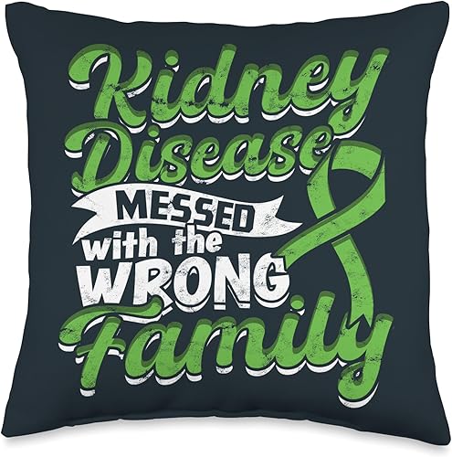 Kidney Transplant Gifts for Women and Men Warrior Transplant Survivor - Almohada de concientización sobre enfermedad renal, 16 x 16 pulgadas,