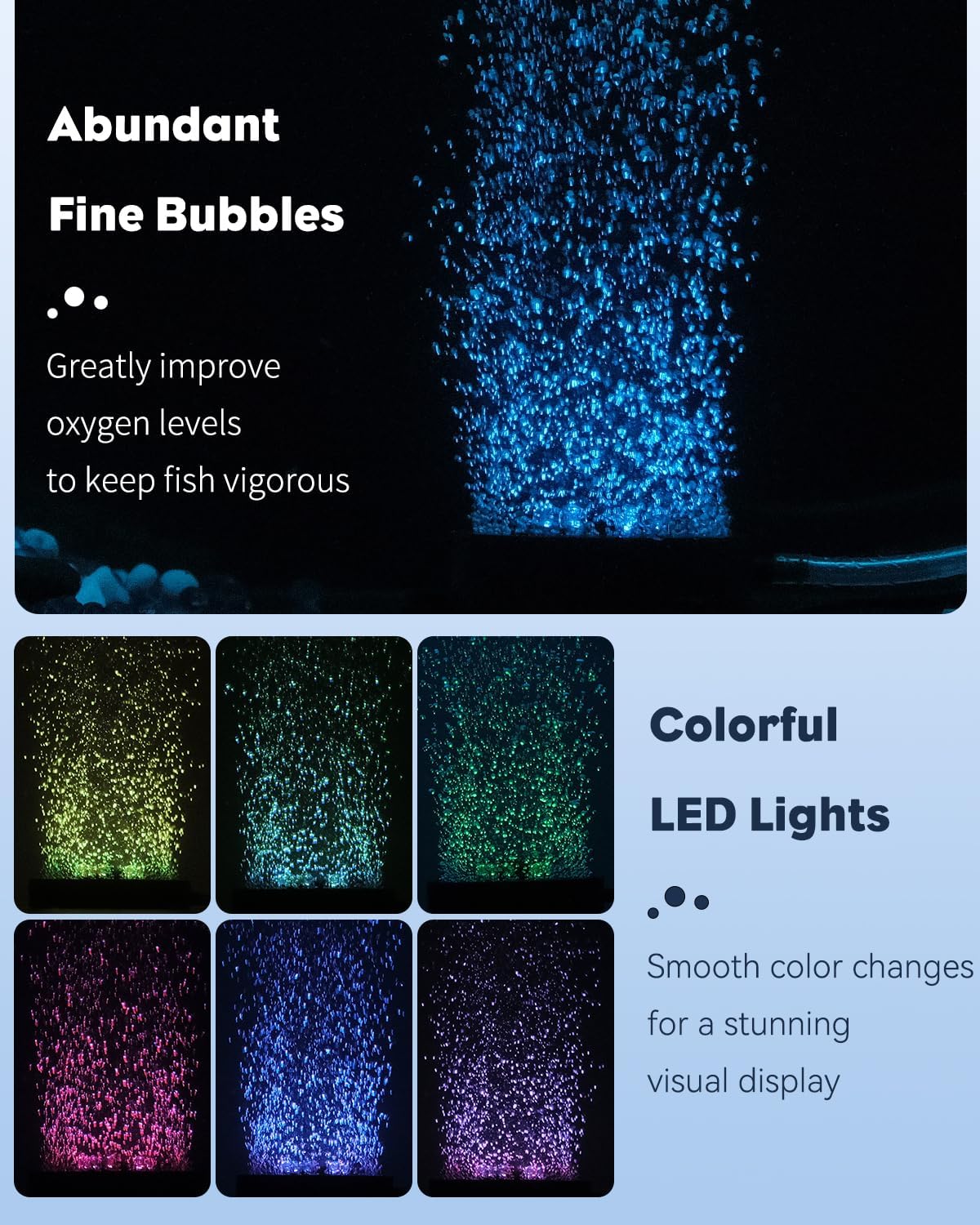 Uniclife Aquarium Volcano Ornament Kit, Colorful LED Light Decor for Fish Tank, Landscape Addition and Oxygenation, Realistic Resin Volcanic Decoration with Air Stone Bubbler